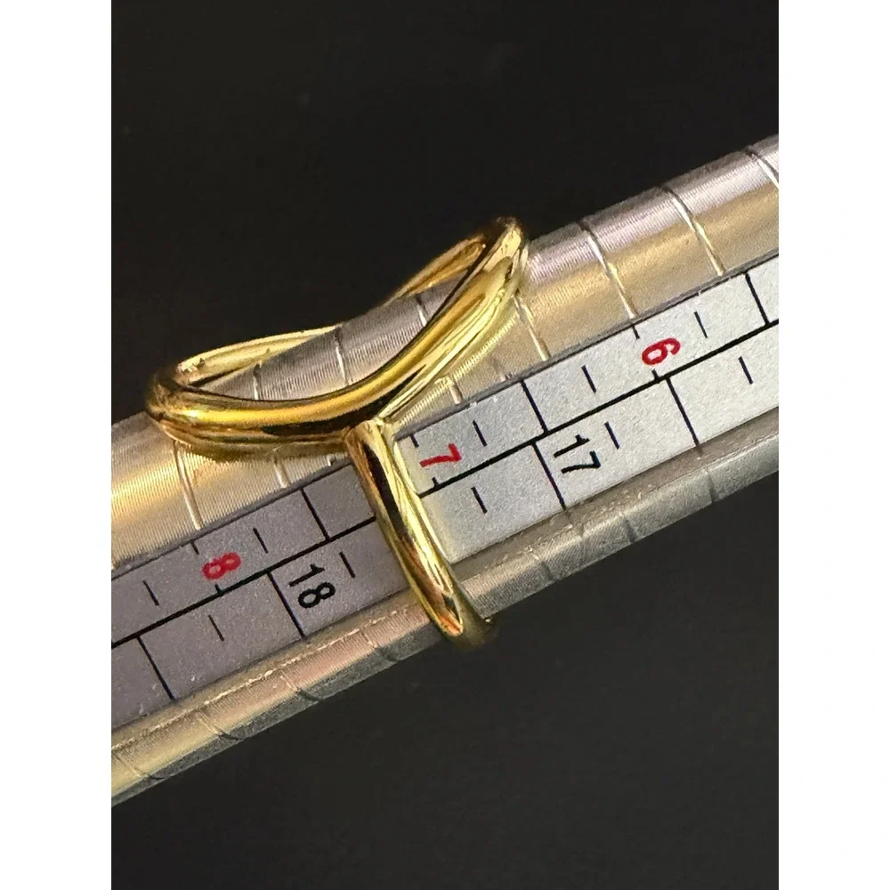 Modernist Ring Adjustable Gold Tone Size 7